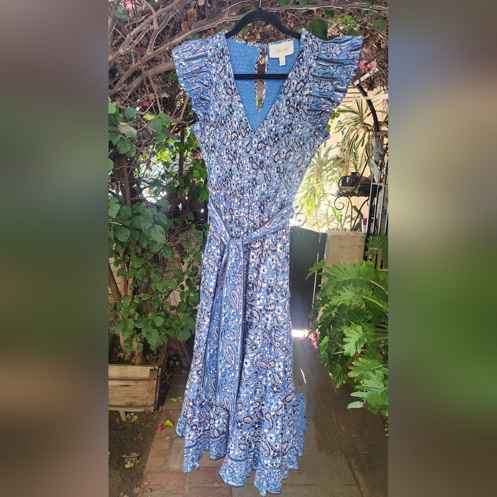 Women's Cleobella Floral Print Blue Dress w/Tie